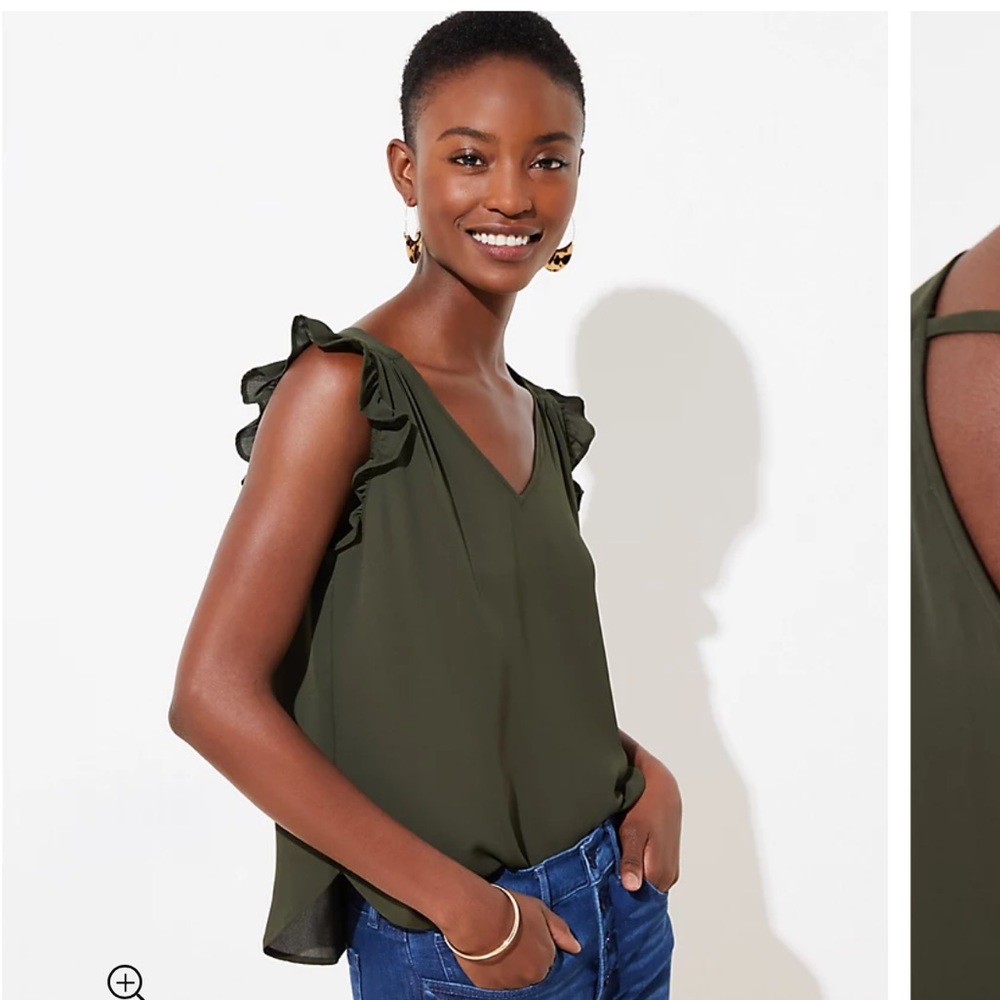 Green tank with flutter sleeves size M from Loft
